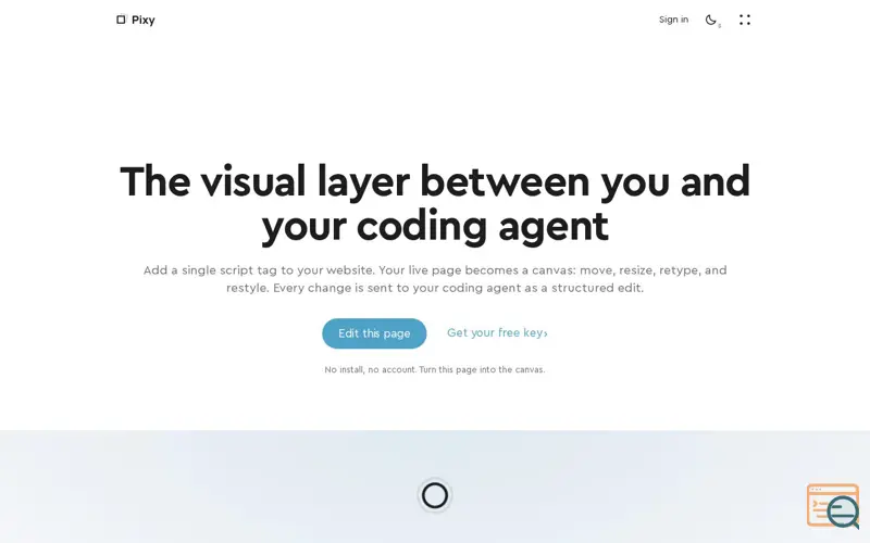 Screenshot of Pixy — design on your live site, ship with your coding agent
