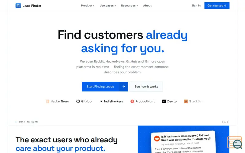 Screenshot of Lead Finder