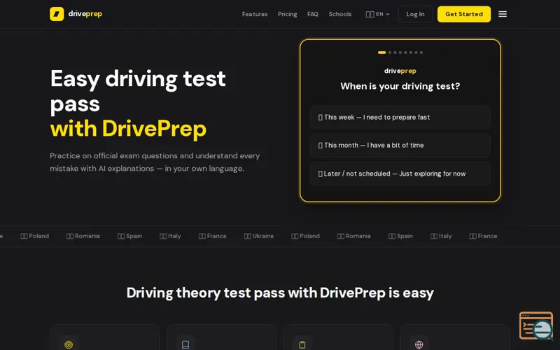 Screenshot of DrivePrep