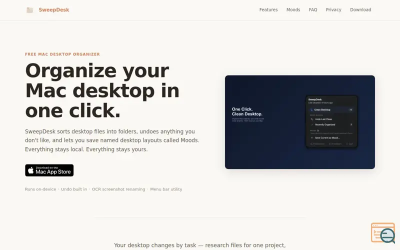Screenshot of SweepDesk