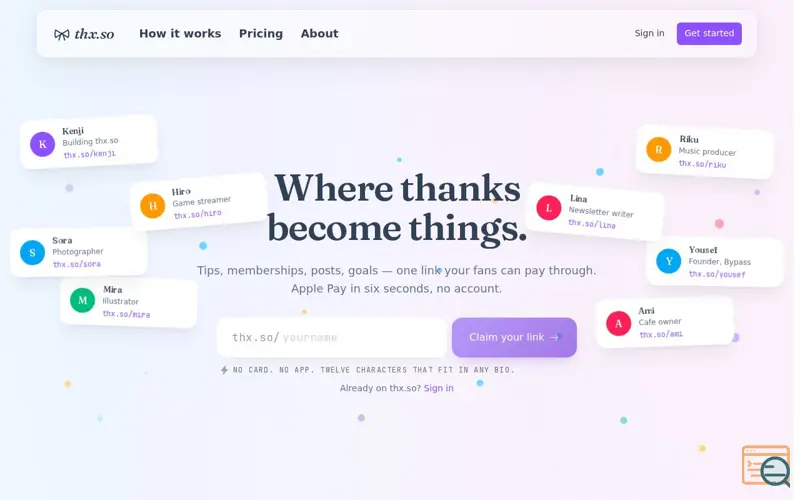 Screenshot of thx.so