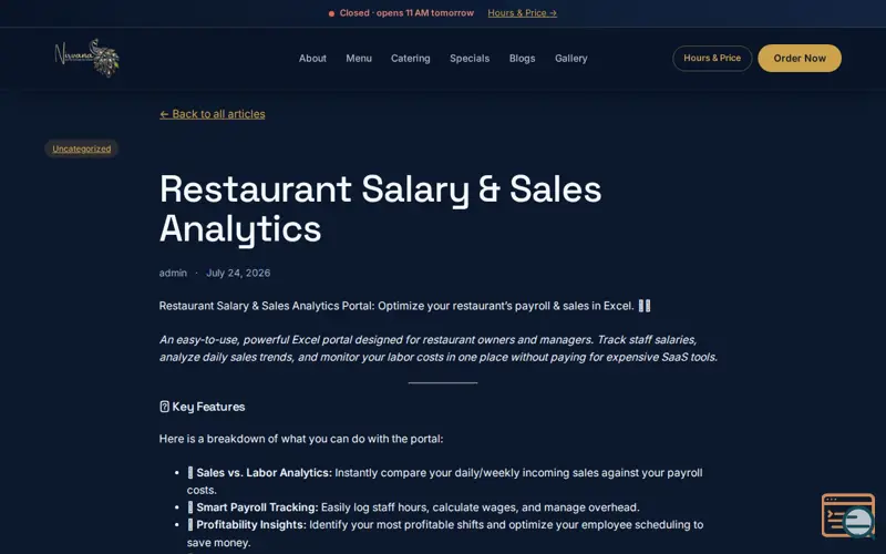 Screenshot of Restaurant Salary & Sales Analytics