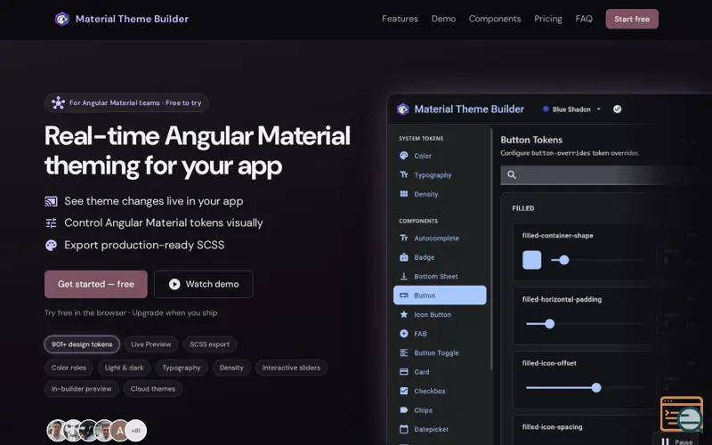 Screenshot of Angular Material Theme Builder