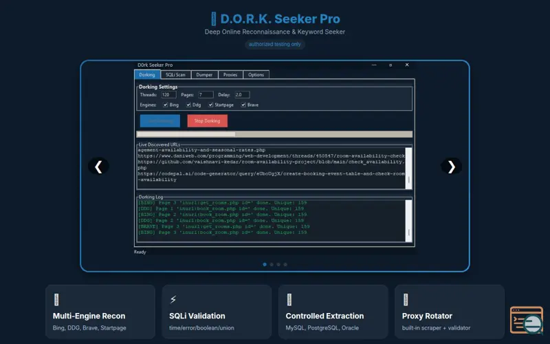 Screenshot of D0rk Seeker Pro
