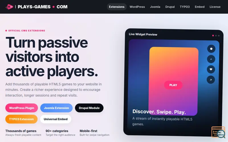 Screenshot of Plays Games — endless game feed - Widget