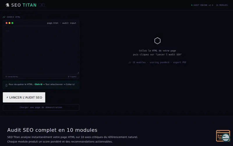 Screenshot of SEO Titan