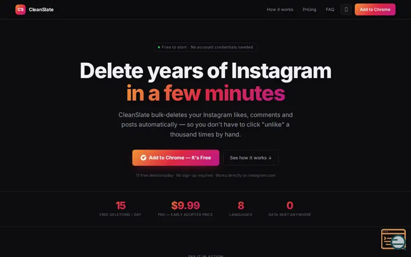 Screenshot of CleanSlate for Instagram - Bulk delete