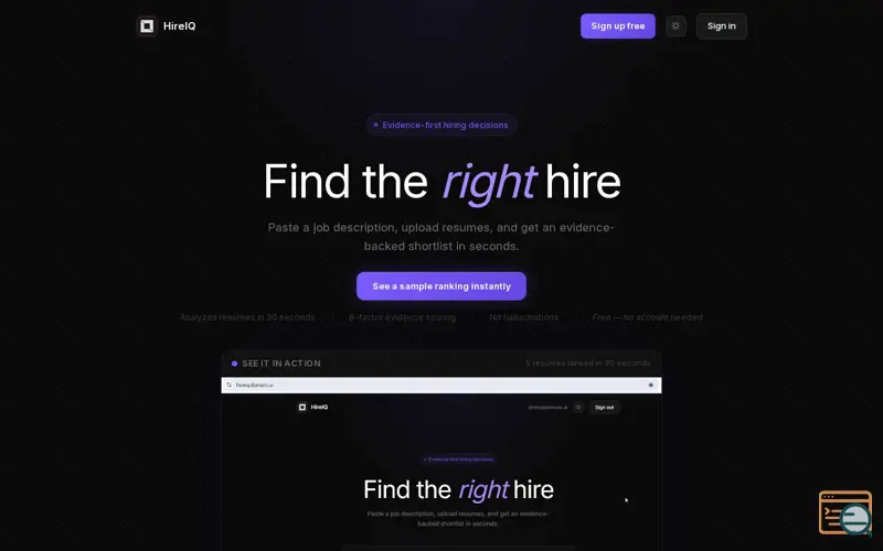 Screenshot of HireIQ