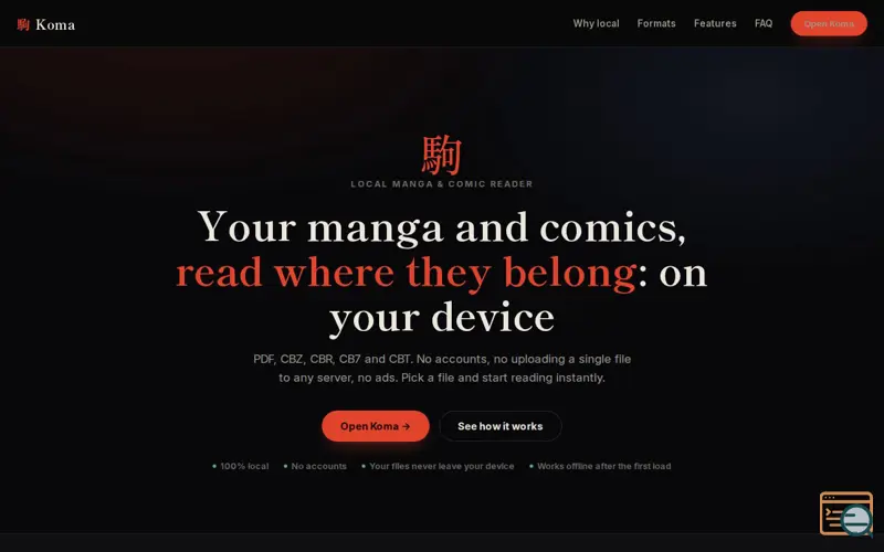 Screenshot of 駒 Koma — A local manga & comic reader