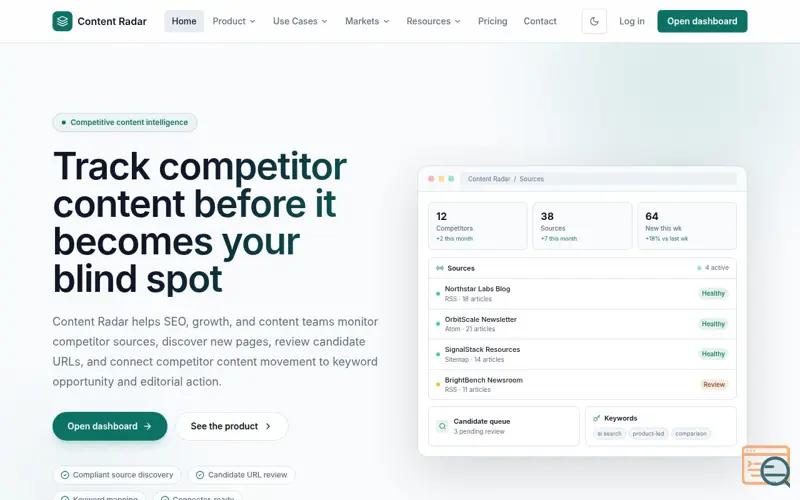 Screenshot of Content Radar