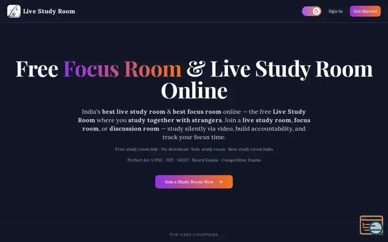 Screenshot of Live Study Room