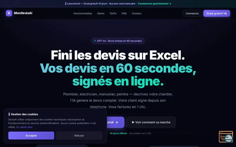 Screenshot of MonDevisAI