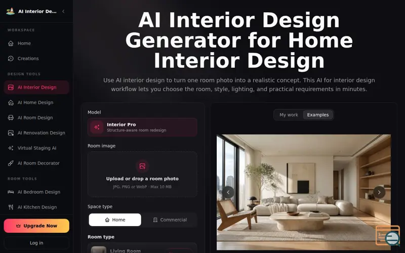 Screenshot of AI Interior Design From Your Room Photo