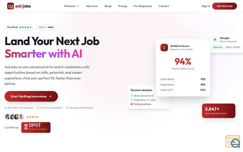 Screenshot of AskJobs.ai