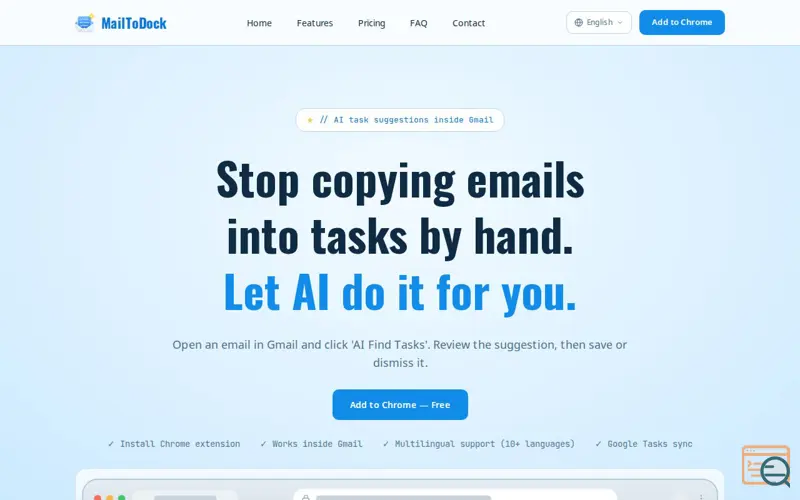 Screenshot of MailToDock