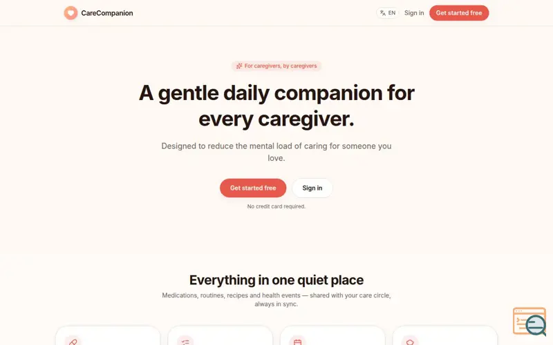 Screenshot of CareCompanion
