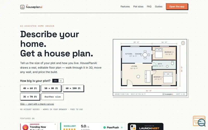 Screenshot of HousePlanAI