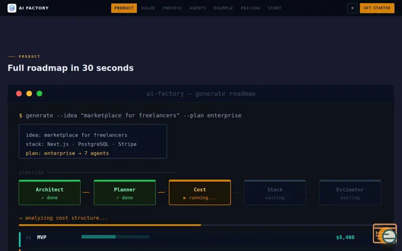 Screenshot of AI Factory