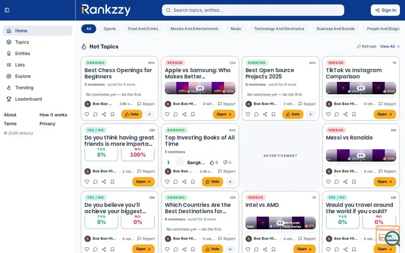 Screenshot of Rankzzy — Ranking Made Easy