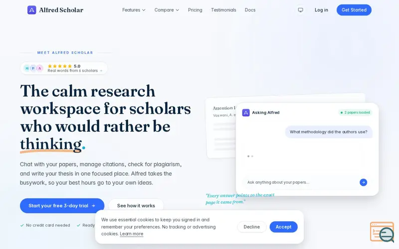 Screenshot of Alfred Scholar