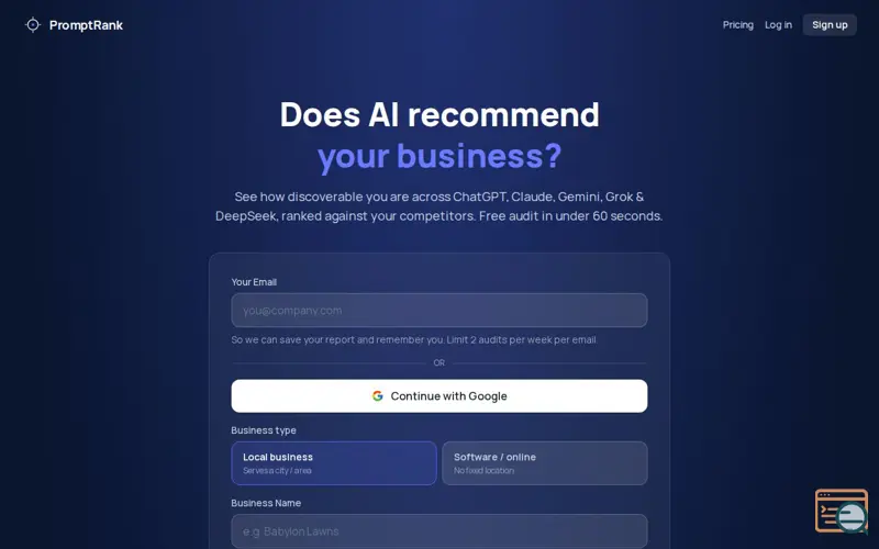 Screenshot of PromptRank