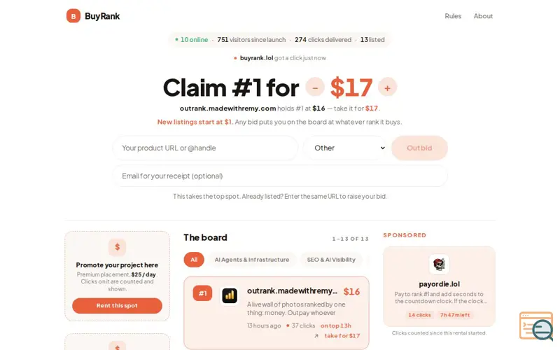 Screenshot of BuyRank