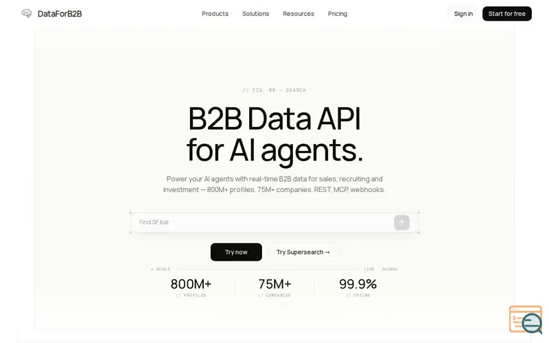 Screenshot of DataForB2B