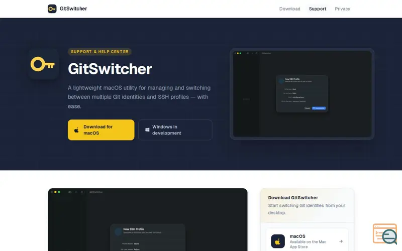 Screenshot of GitSwitcher