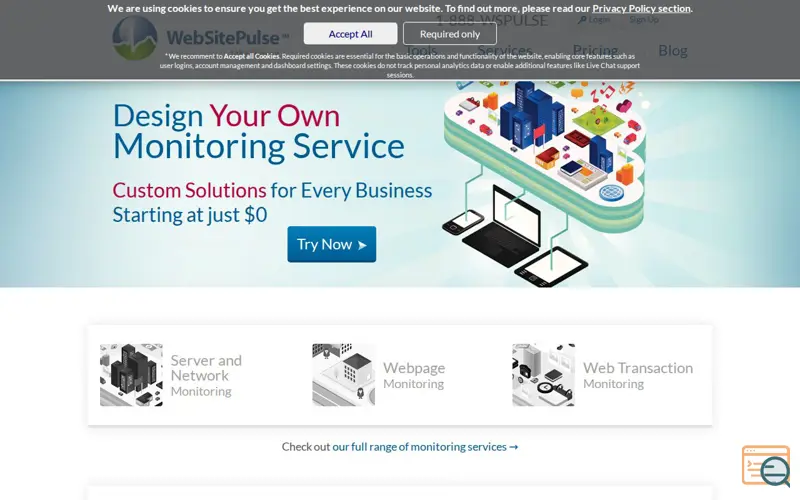 Screenshot of Monitoring Service by WebSitePulse, a launch using RawGit