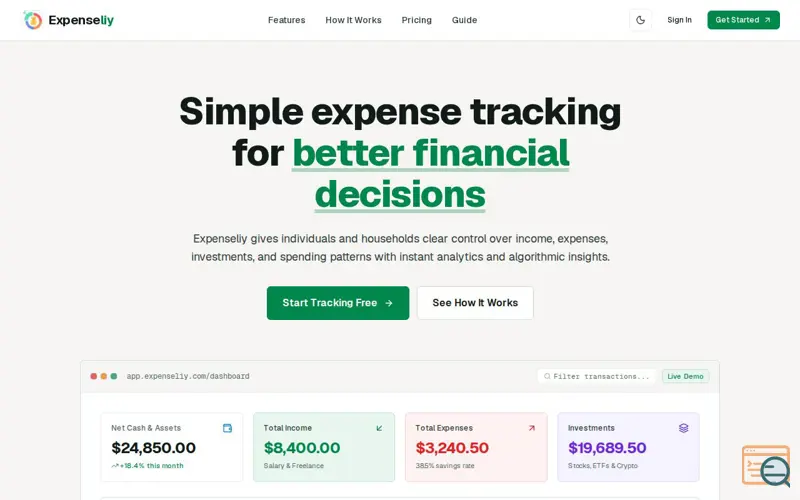 Screenshot of Expenseliy