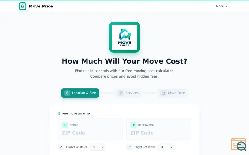 Screenshot of Moving Cost Calculator