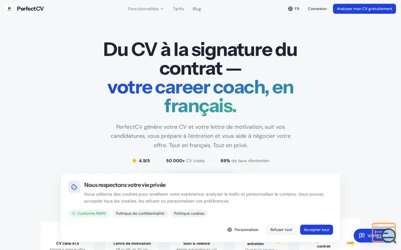 Screenshot of PerfectCV