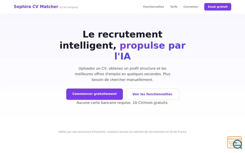 Screenshot of CV Matcher par IA Company 