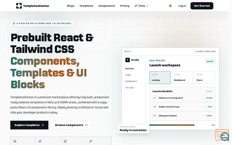 Screenshot of TemplatesCenter