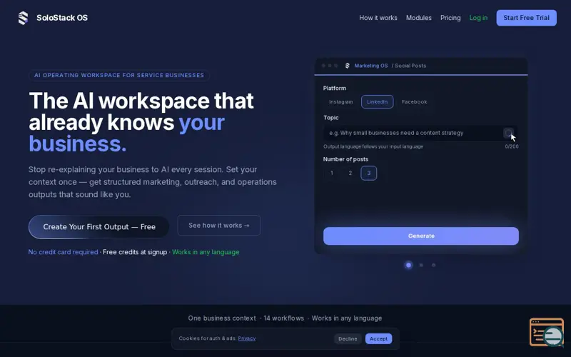 Screenshot of SoloStack OS