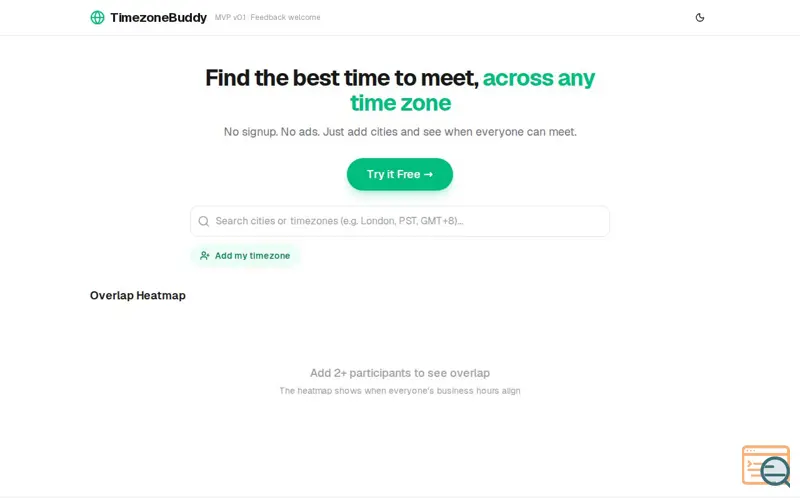 Screenshot of TimezoneBuddy