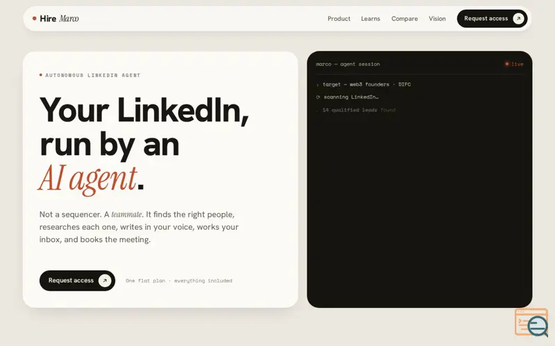 Screenshot of HireMarco — AI LinkedIn agent