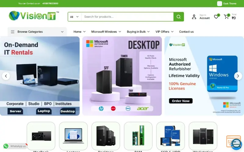 Screenshot of Vision IT, a launch using slick
