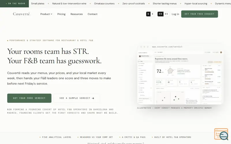 Screenshot of Couverté Intelligence