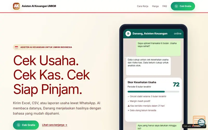 Screenshot of Asisten AI Keuangan UMKM