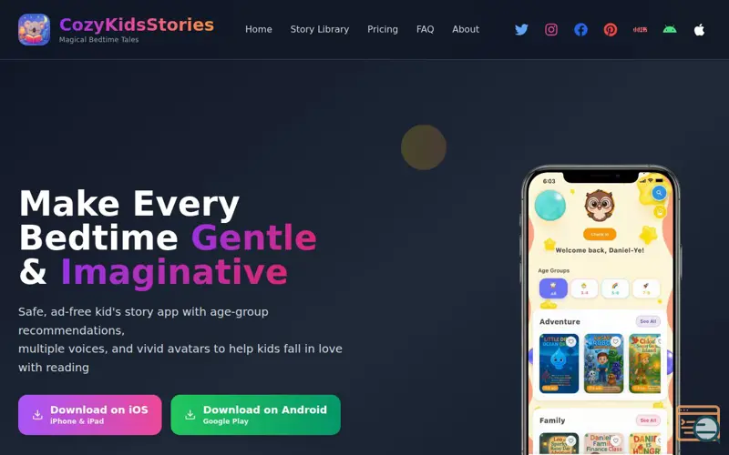 Screenshot of Cozy Kids bedtime Stories