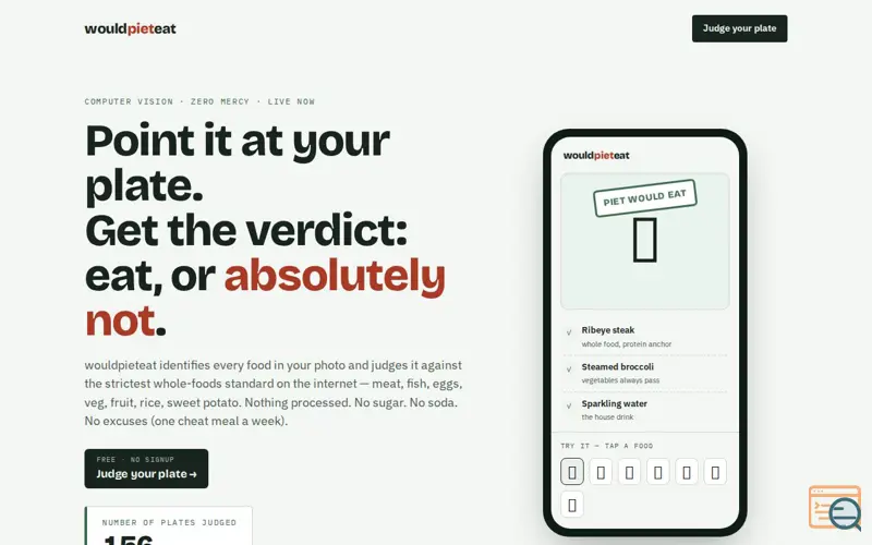 Screenshot of WouldPietEat