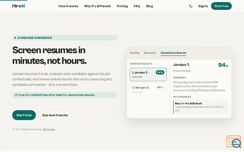 Screenshot of ResumeScreener