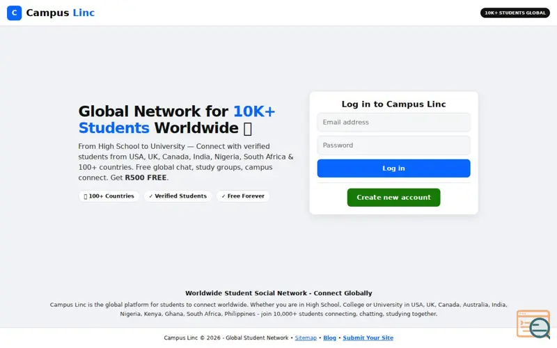 Screenshot of Campus Linc, a launch using telaHosting