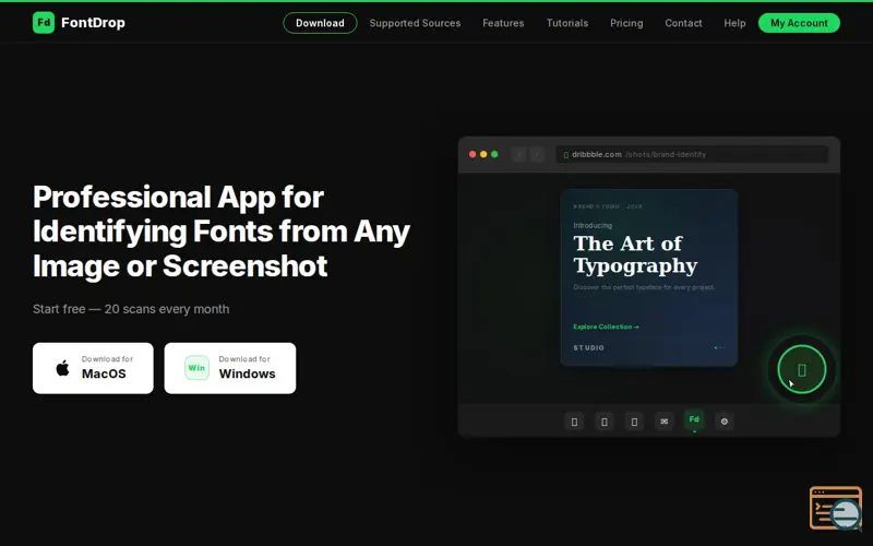 Screenshot of FontDrop — Identify Any Font Instantly