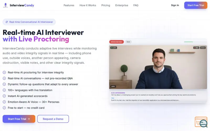 Screenshot of InterviewCandy