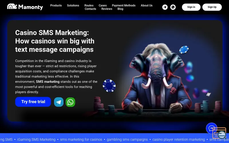 Screenshot of SMS Marketing for iGaming