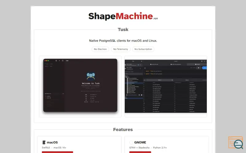 Screenshot of Tusk for macOS and Gnome