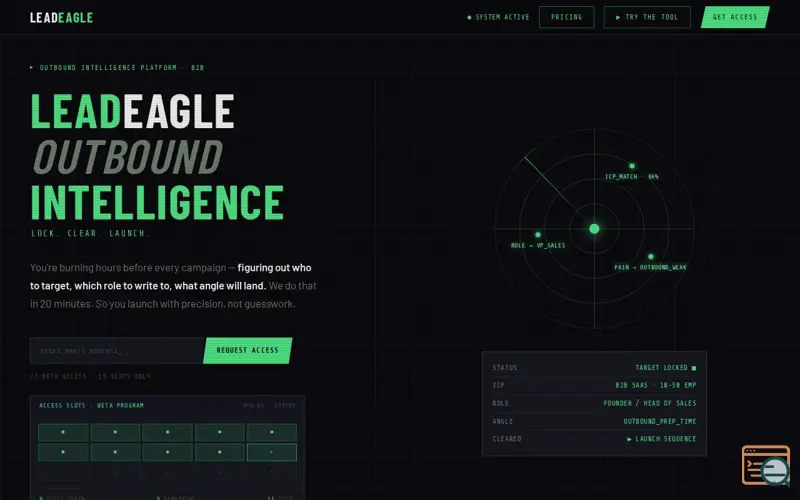 Screenshot of LeadEagle