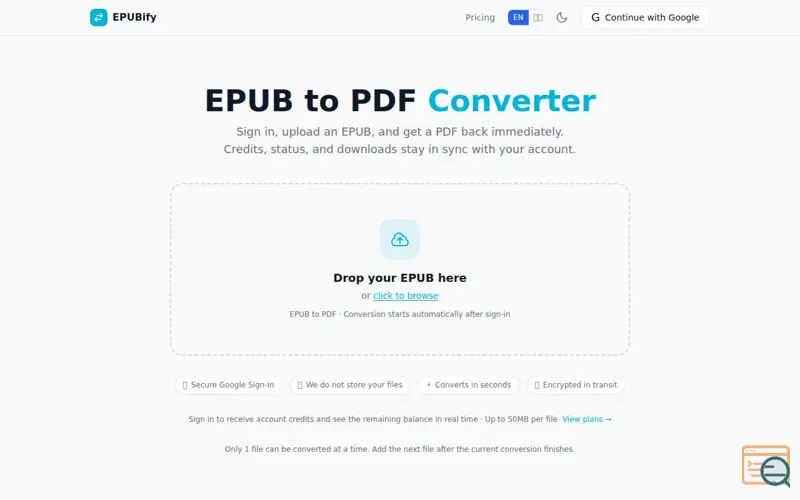 Screenshot of Fast EPUB PDF Convert Tool